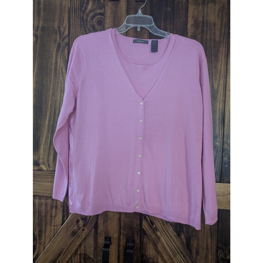 Liz Claiborne Classics 74% Silk V Neck Cardigan With Matching Shell Size 1X
